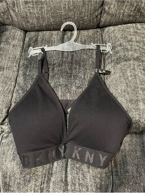 DKNY Ribbed Logo Band Bralette Set — White & Black